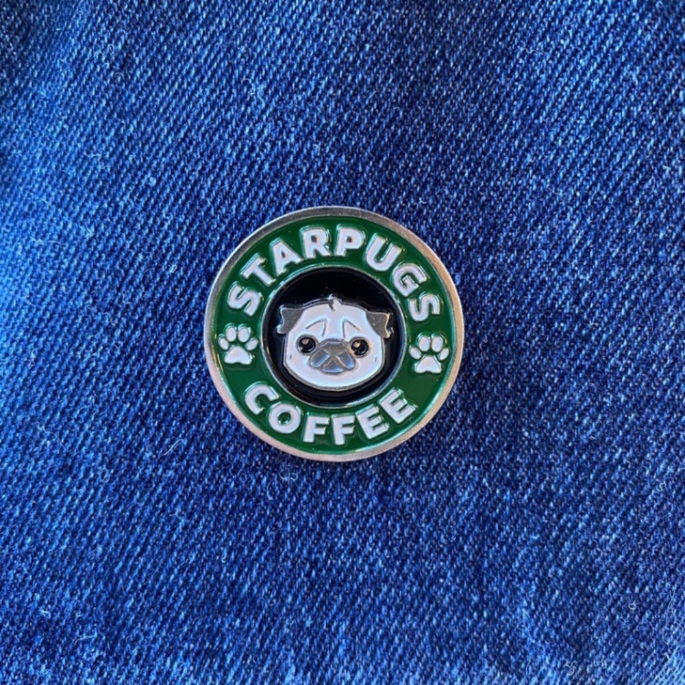 🎉 New Starpugs Coffee Enamel Brooch Pin - Picture 6 of 7
